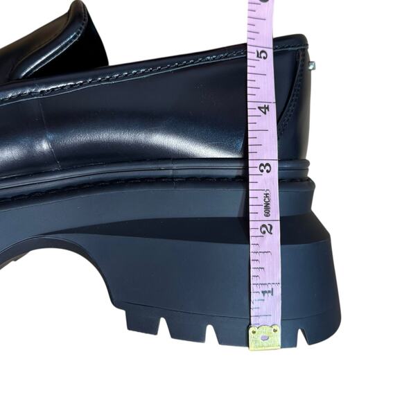 Michael Kors Womens Shoes Size 8 Shiloh Leather Loafer Black Chunky Platform - Picture 7 of 13